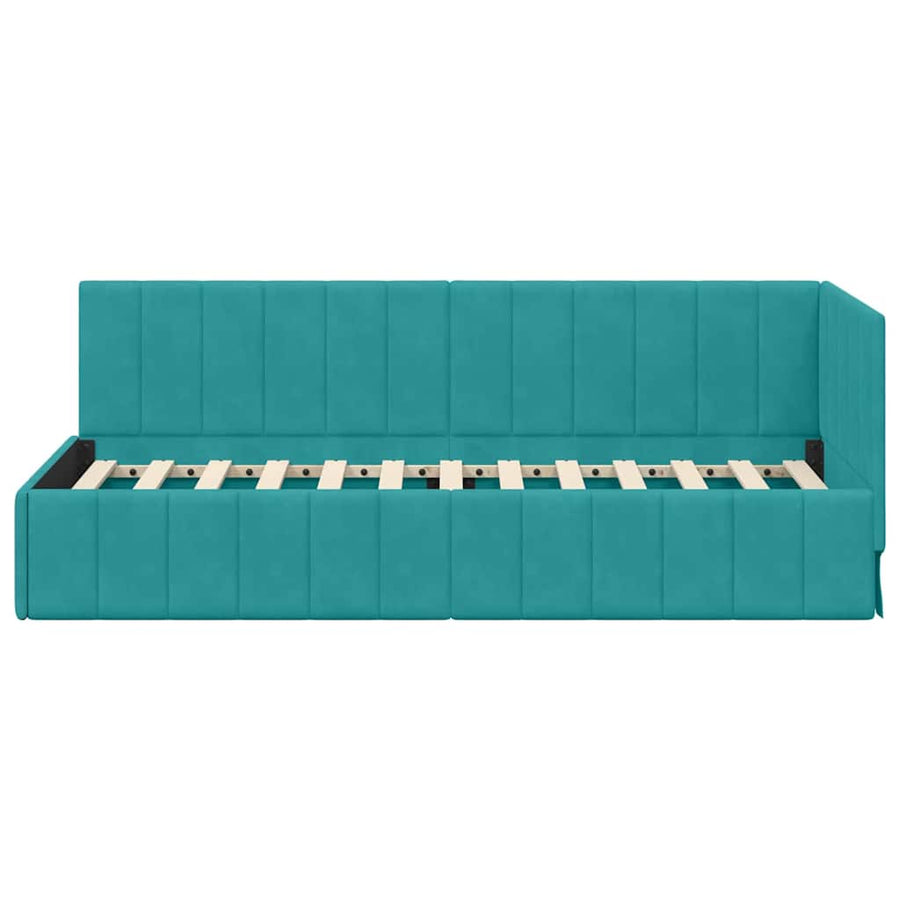 Hoekbedframe met hoofdeinde Turquoise 80 cm x 200 cm Fluweel