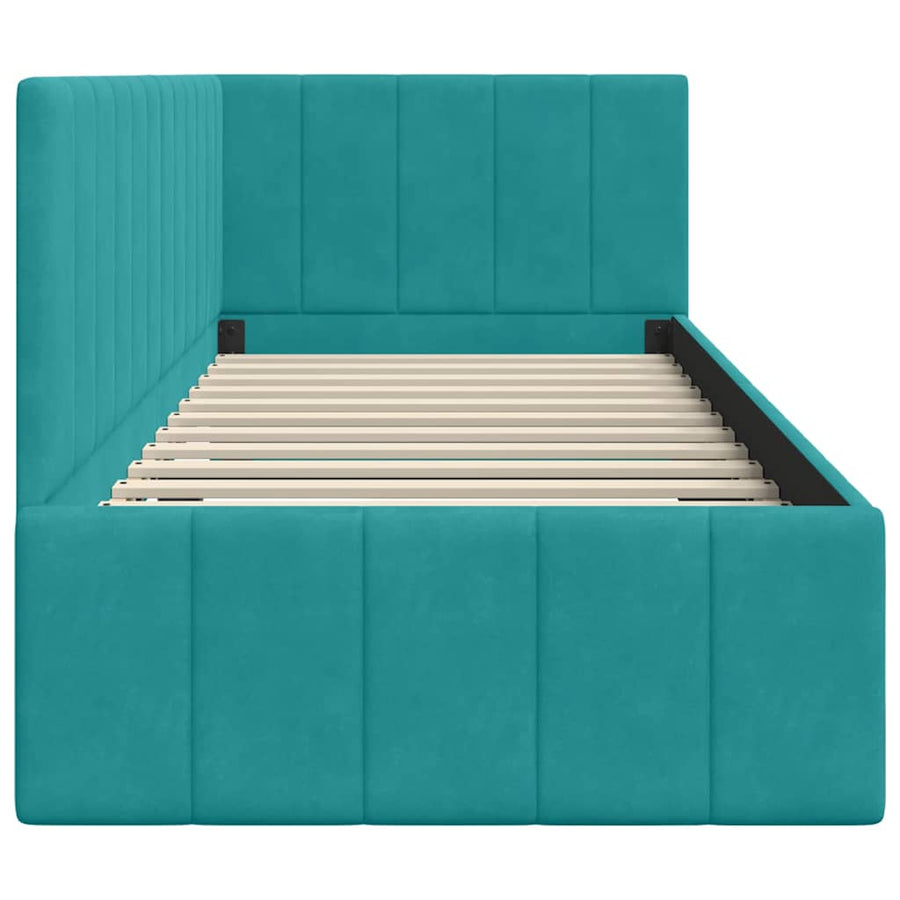 Hoekbedframe met hoofdeinde Turquoise 80 cm x 200 cm Fluweel