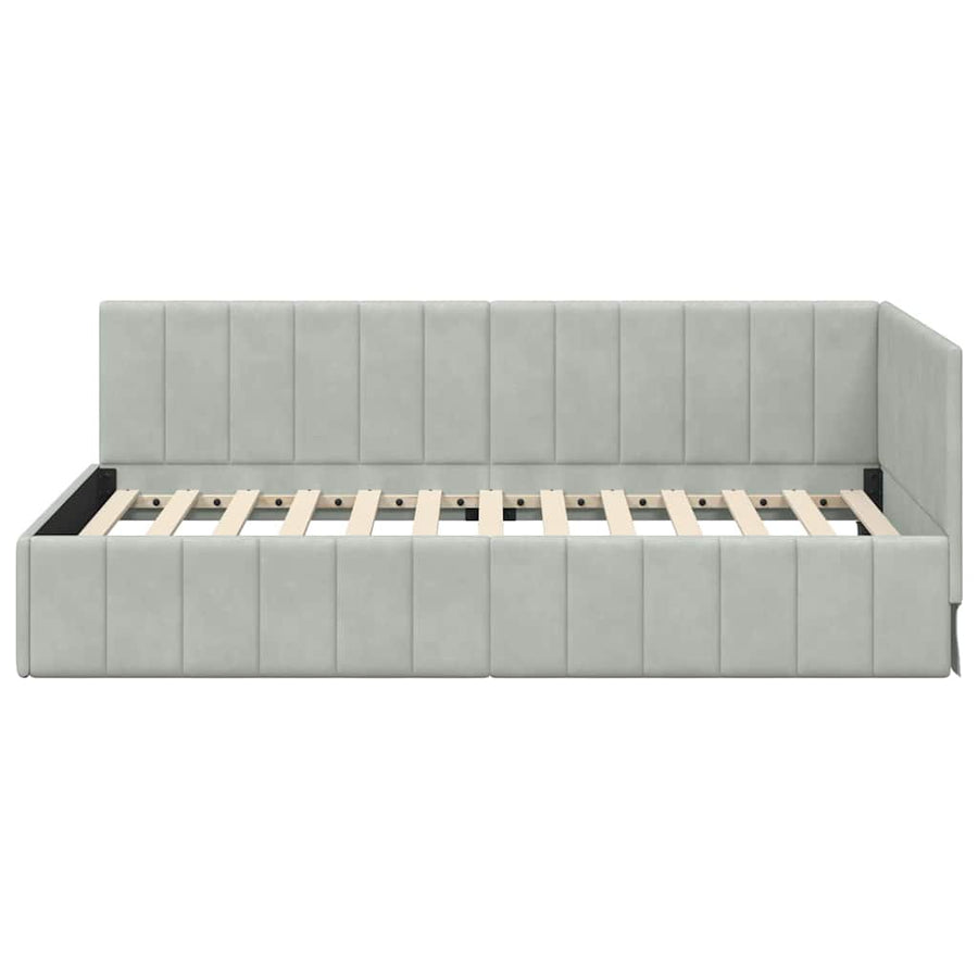 Hoekbedframe met hoofdeinde Lichtgrijs 90 cm x 190 cm Fluweel