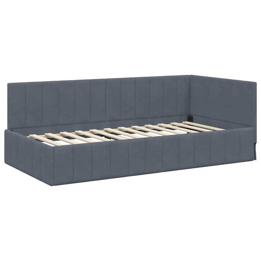 Hoekbedframe met hoofdeinde Donkergrijs 90 cm x 190 cm Fluweel