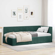 Hoekbedframe 90x190 cm donkergroen fluweel