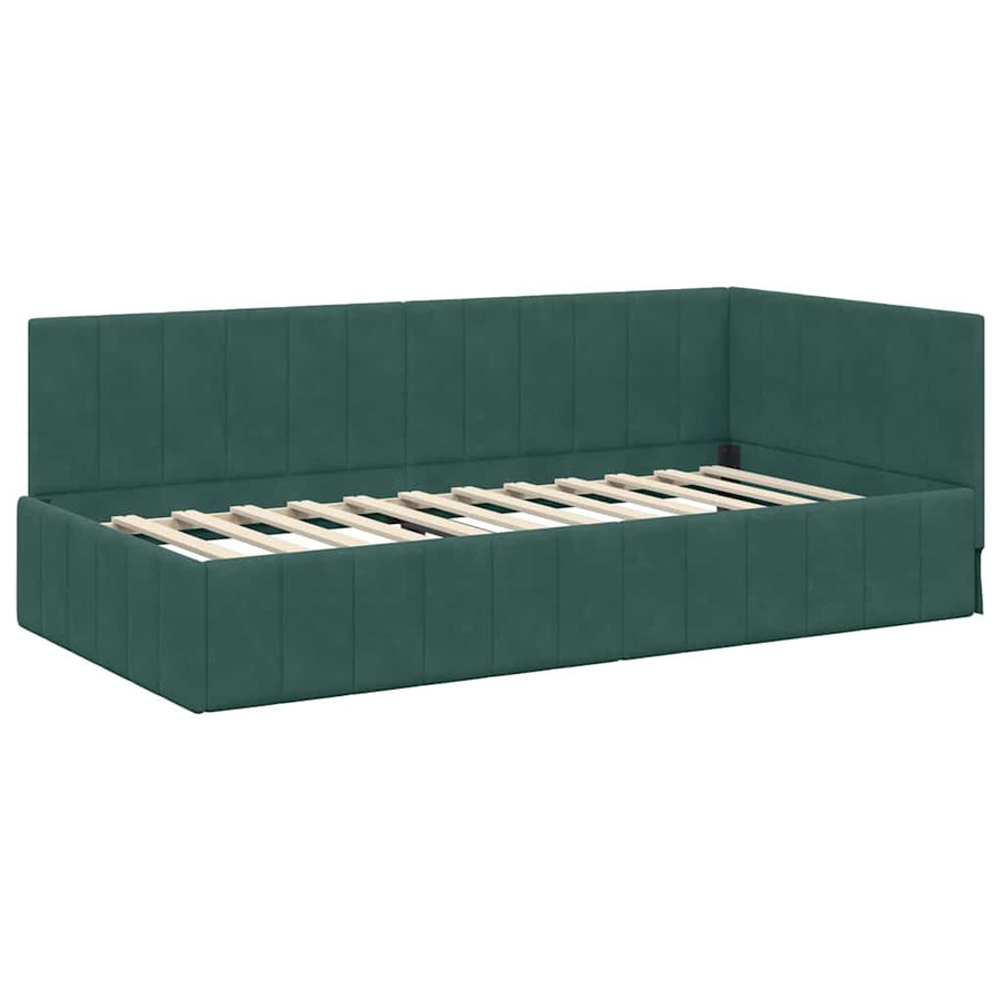 Hoekbedframe met hoofdeinde Donkergroen 90 cm x 190 cm Fluweel