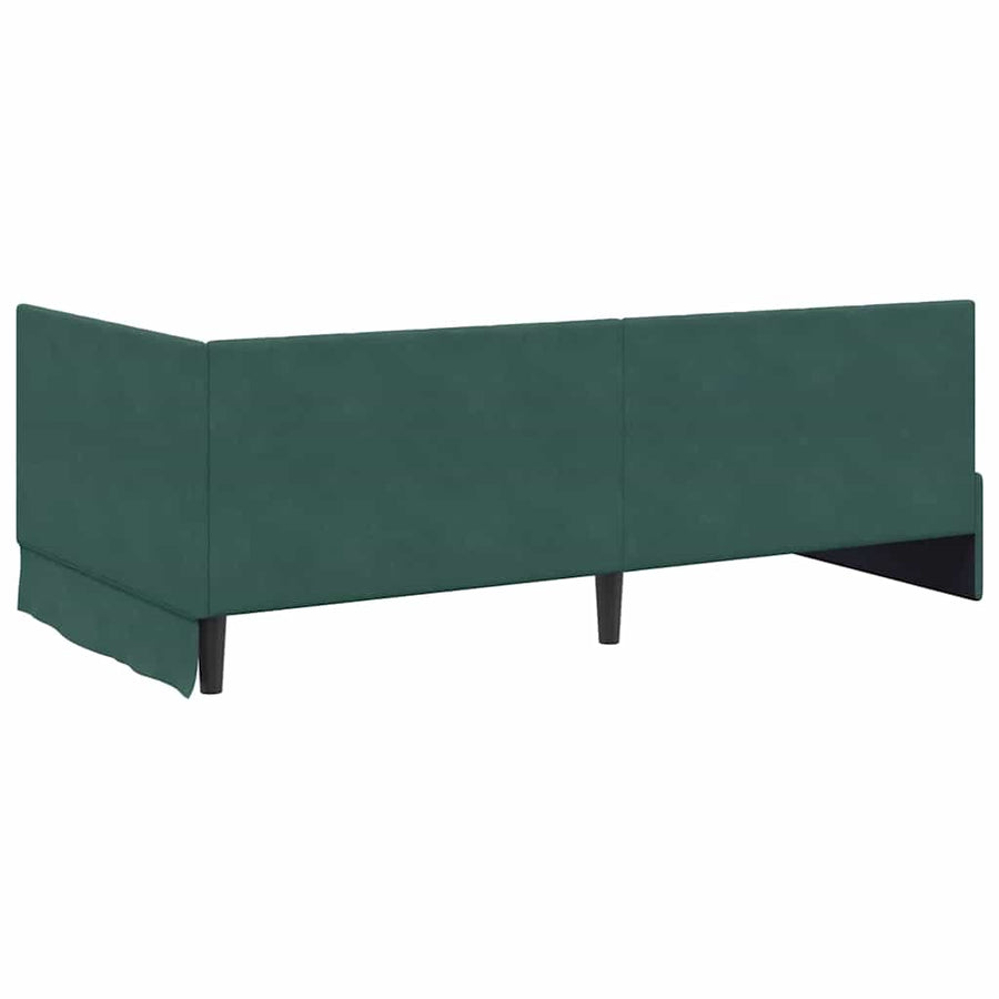 Hoekbedframe met hoofdeinde Donkergroen 90 cm x 190 cm Fluweel