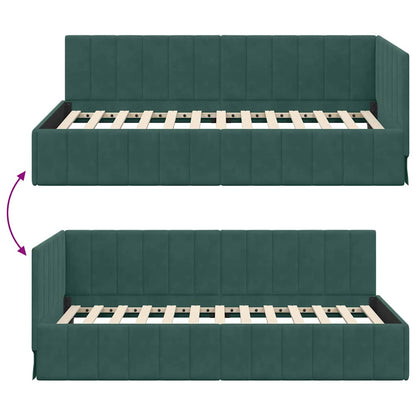 Hoekbedframe met hoofdeinde Donkergroen 90 cm x 190 cm Fluweel