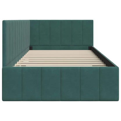 Hoekbedframe met hoofdeinde Donkergroen 90 cm x 190 cm Fluweel