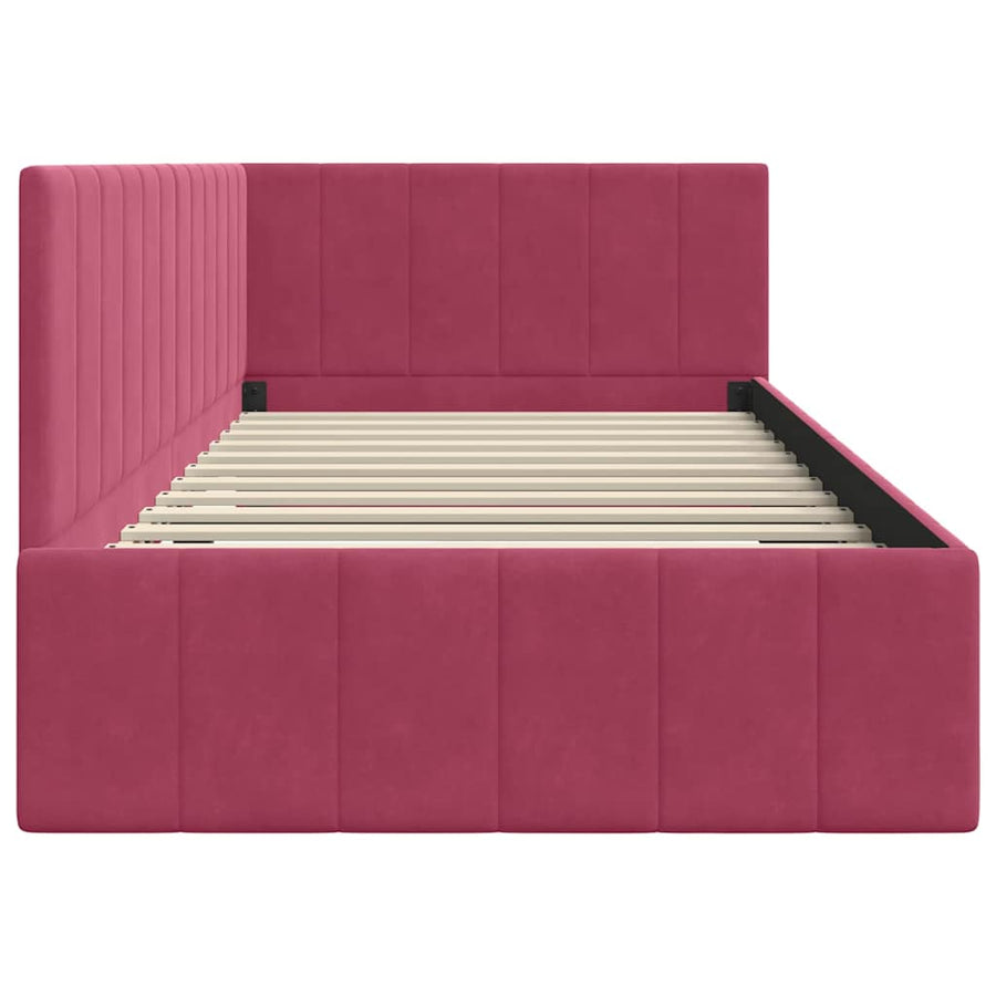 Hoekbedframe met hoofdeinde Wijnrood 90 cm x 190 cm Fluweel