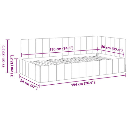 Hoekbedframe met hoofdeinde Geel 90 cm x 190 cm Fluweel