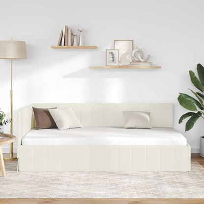 Hoekbedframe met hoofdeinde Crème 90 cm x 190 cm Fluweel