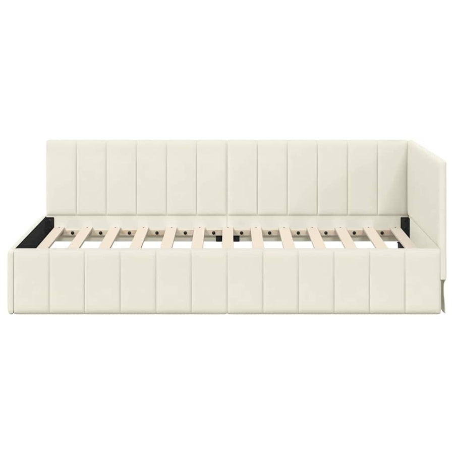 Hoekbedframe met hoofdeinde Crème 90 cm x 190 cm Fluweel