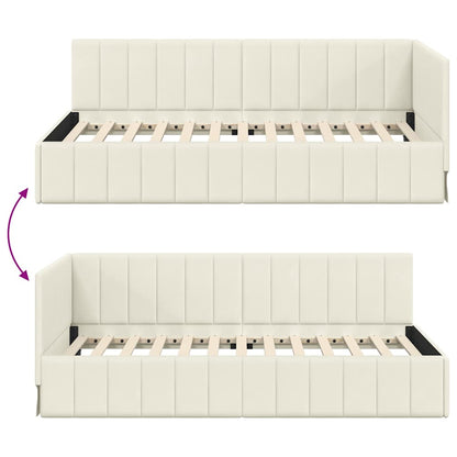 Hoekbedframe met hoofdeinde Crème 90 cm x 190 cm Fluweel