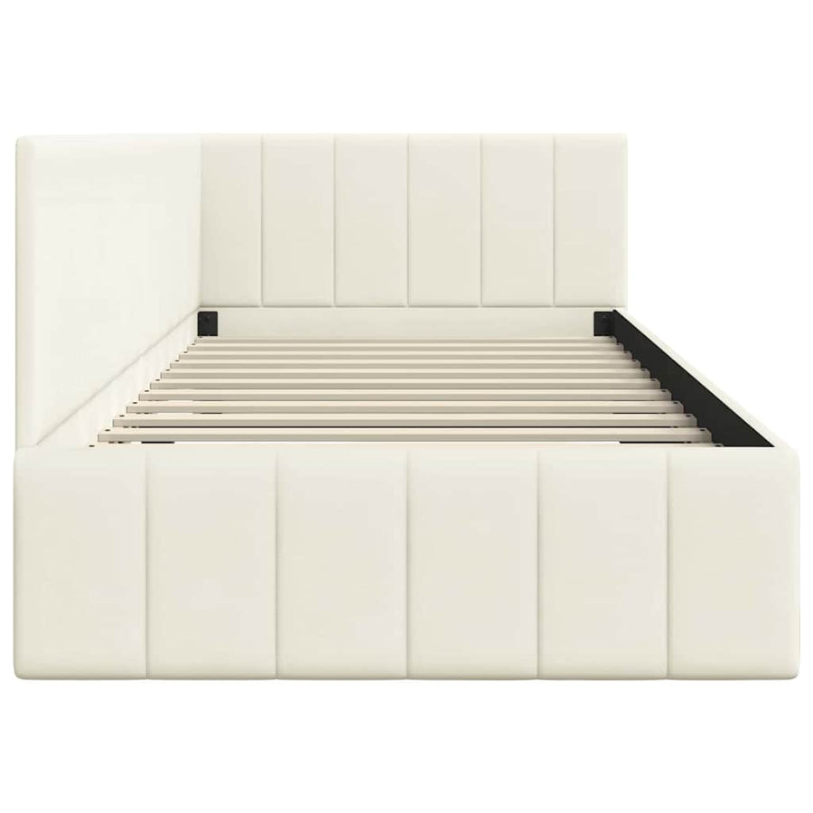 Hoekbedframe met hoofdeinde Crème 90 cm x 190 cm Fluweel