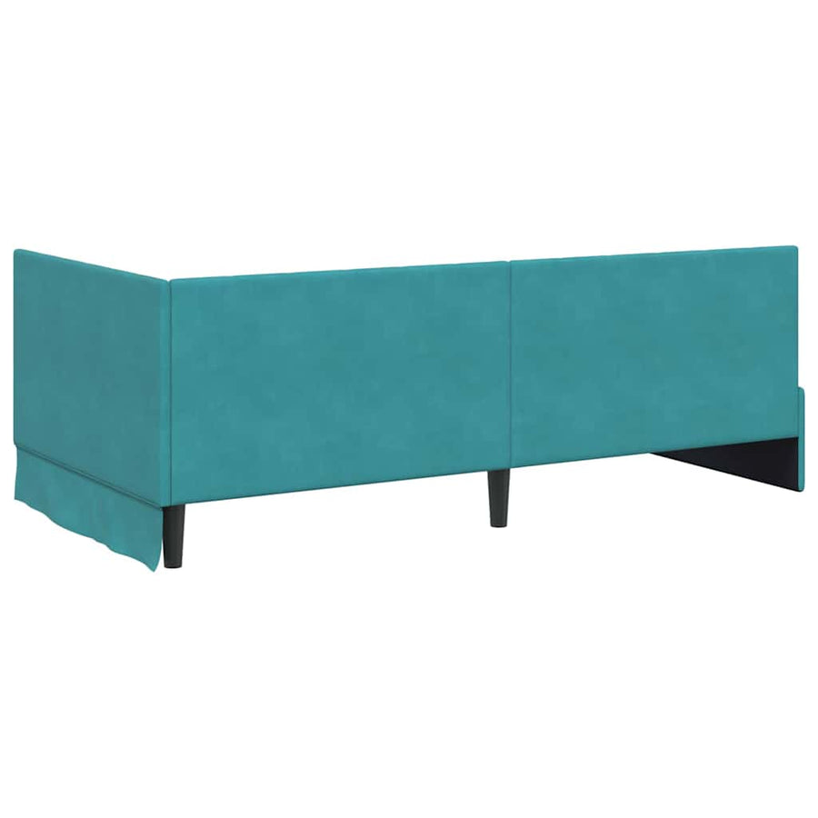Hoekbedframe met hoofdeinde Turquoise 90 cm x 190 cm Fluweel