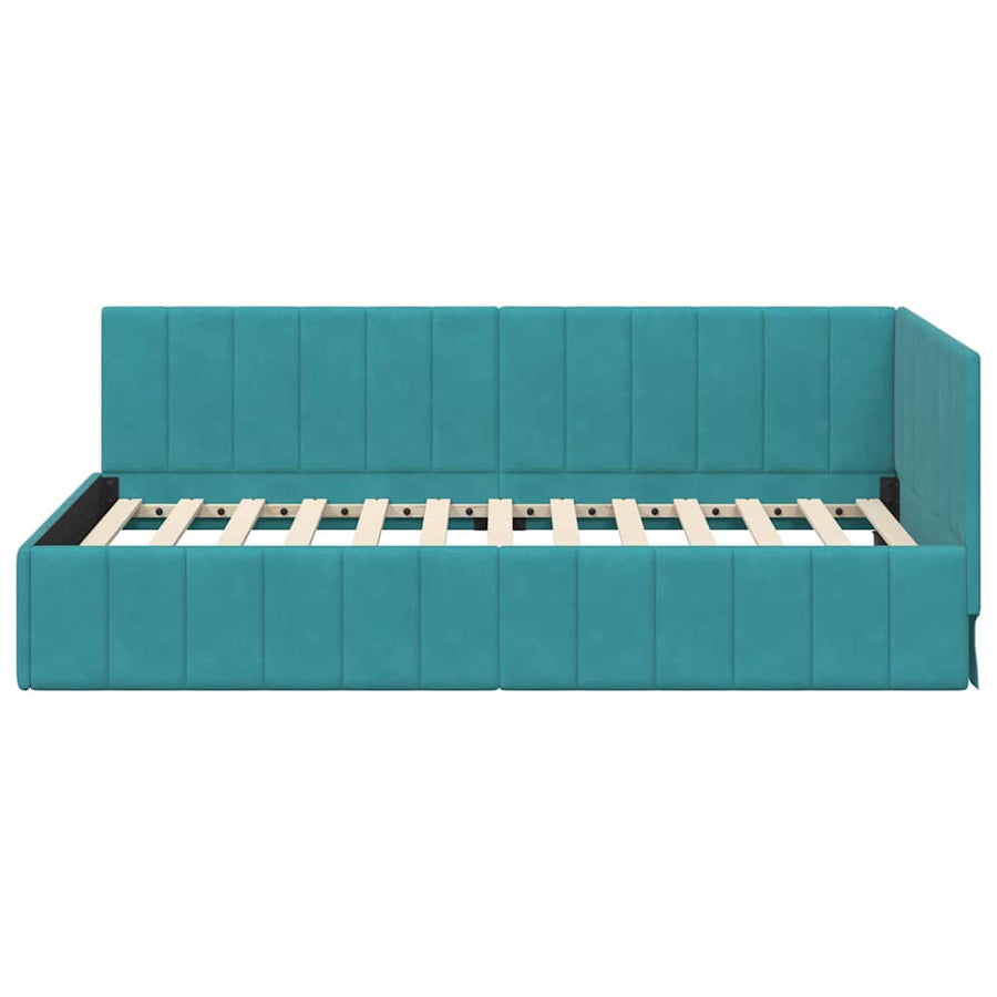 Hoekbedframe met hoofdeinde Turquoise 90 cm x 190 cm Fluweel