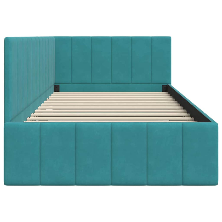 Hoekbedframe met hoofdeinde Turquoise 90 cm x 190 cm Fluweel