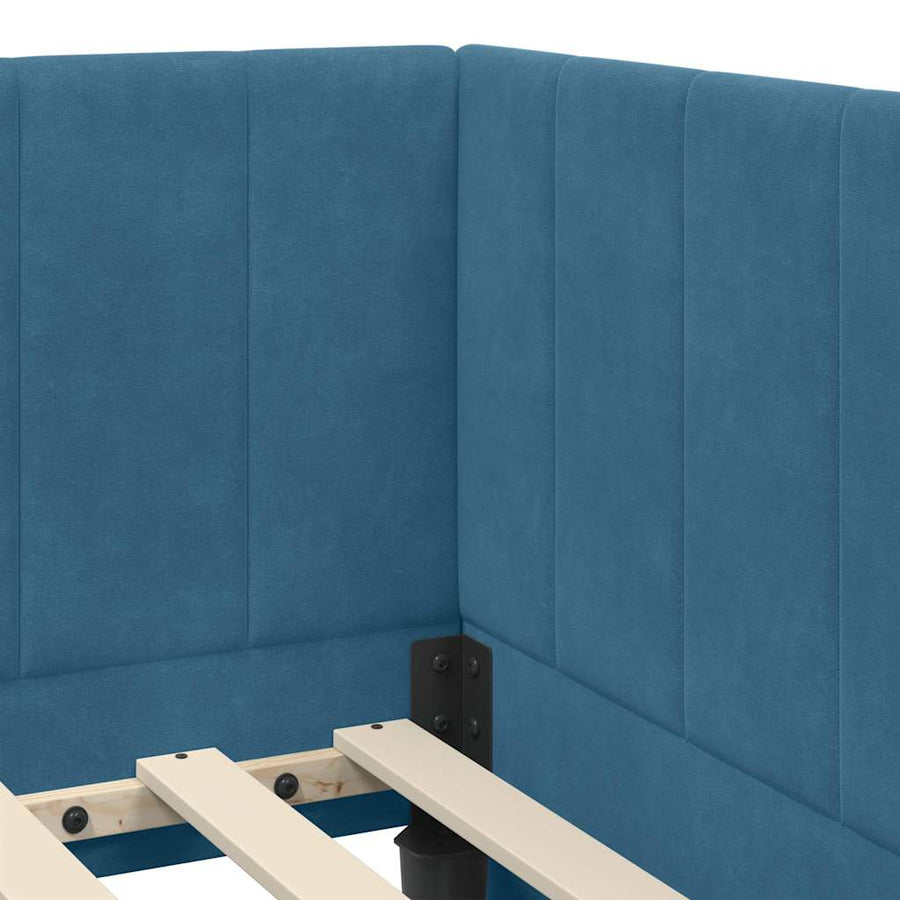 Hoekbedframe met hoofdeinde Blauw 90 cm x 200 cm Fluweel