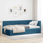Hoekbedframe 90x200 cm blauw fluweel