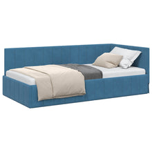 Hoekbedframe met hoofdeinde Blauw 90 cm x 200 cm Fluweel