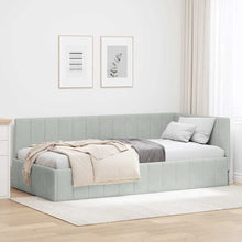 Hoekbedframe met hoofdeinde Lichtgrijs 90 cm x 200 cm Fluweel