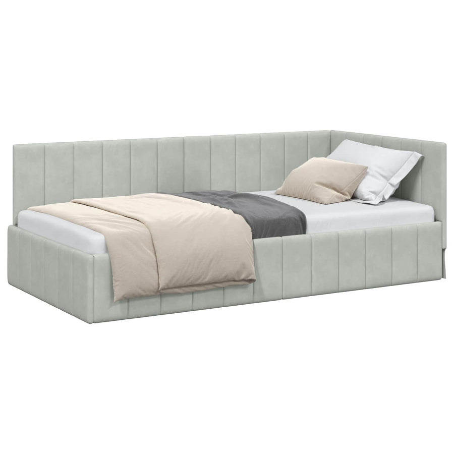 Hoekbedframe met hoofdeinde Lichtgrijs 90 cm x 200 cm Fluweel