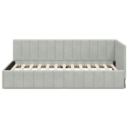Hoekbedframe met hoofdeinde Lichtgrijs 90 cm x 200 cm Fluweel
