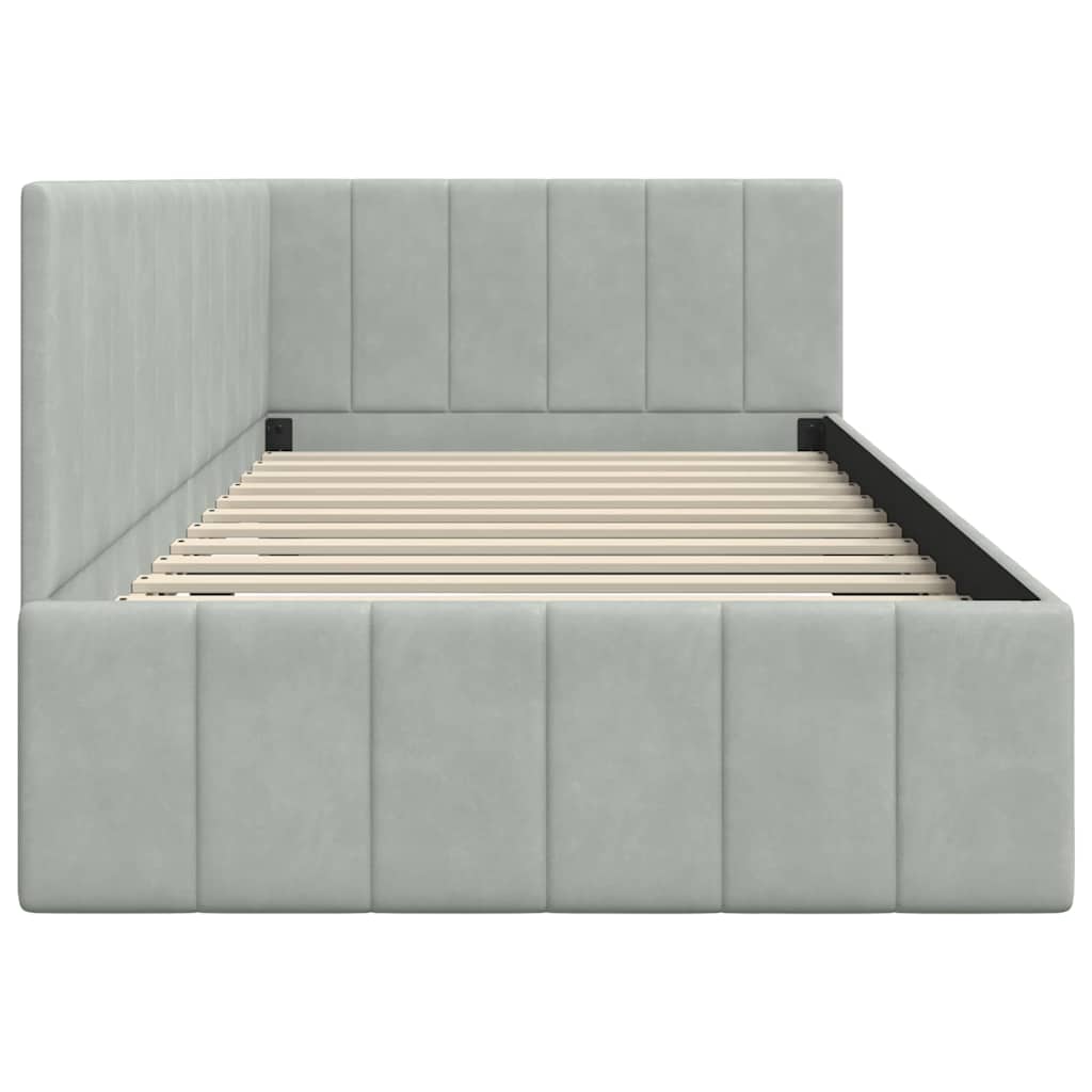 Hoekbedframe met hoofdeinde Lichtgrijs 90 cm x 200 cm Fluweel