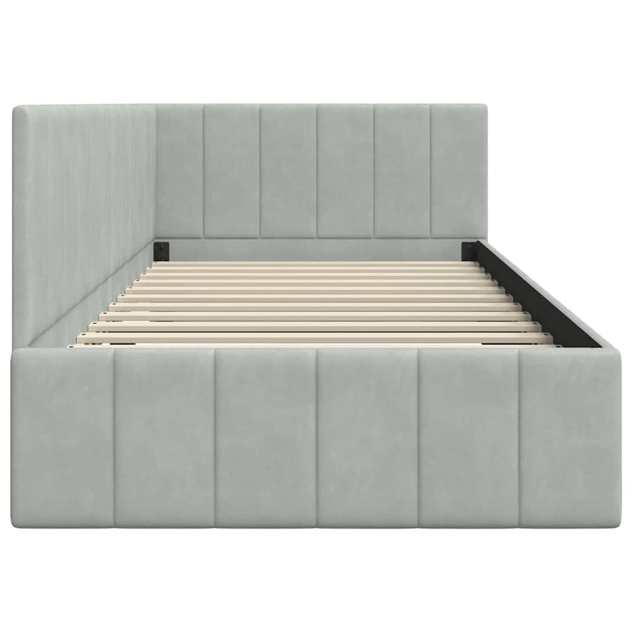 Hoekbedframe met hoofdeinde Lichtgrijs 90 cm x 200 cm Fluweel
