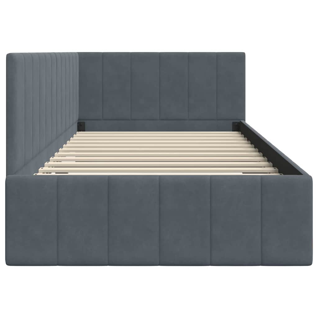 Hoekbedframe met hoofdeinde Donkergrijs 90 cm x 200 cm Fluweel