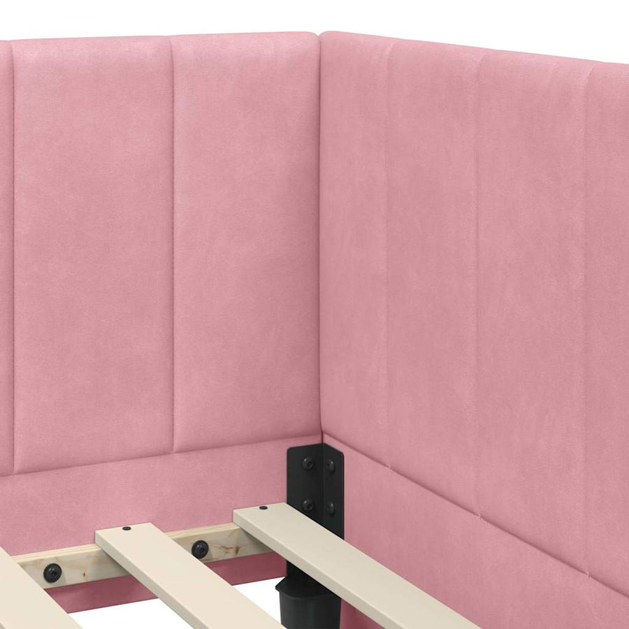 Hoekbedframe met hoofdeinde Roze 90 cm x 200 cm Fluweel
