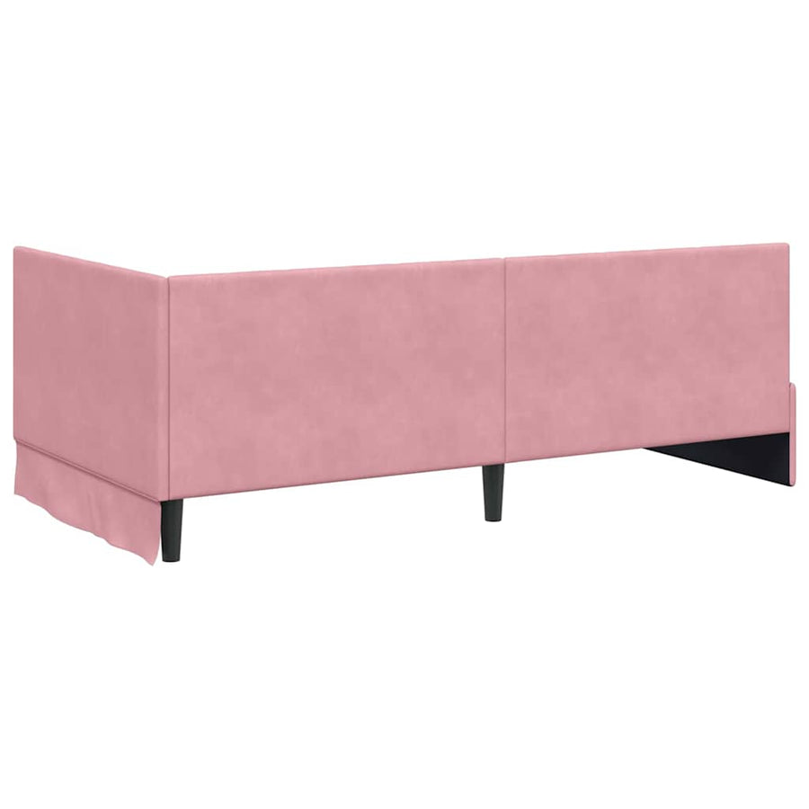 Hoekbedframe met hoofdeinde Roze 90 cm x 200 cm Fluweel