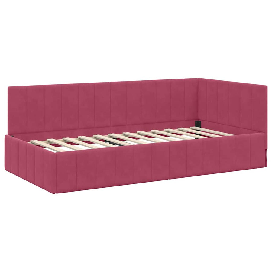 Hoekbedframe met hoofdeinde Wijnrood 90 cm x 200 cm Fluweel