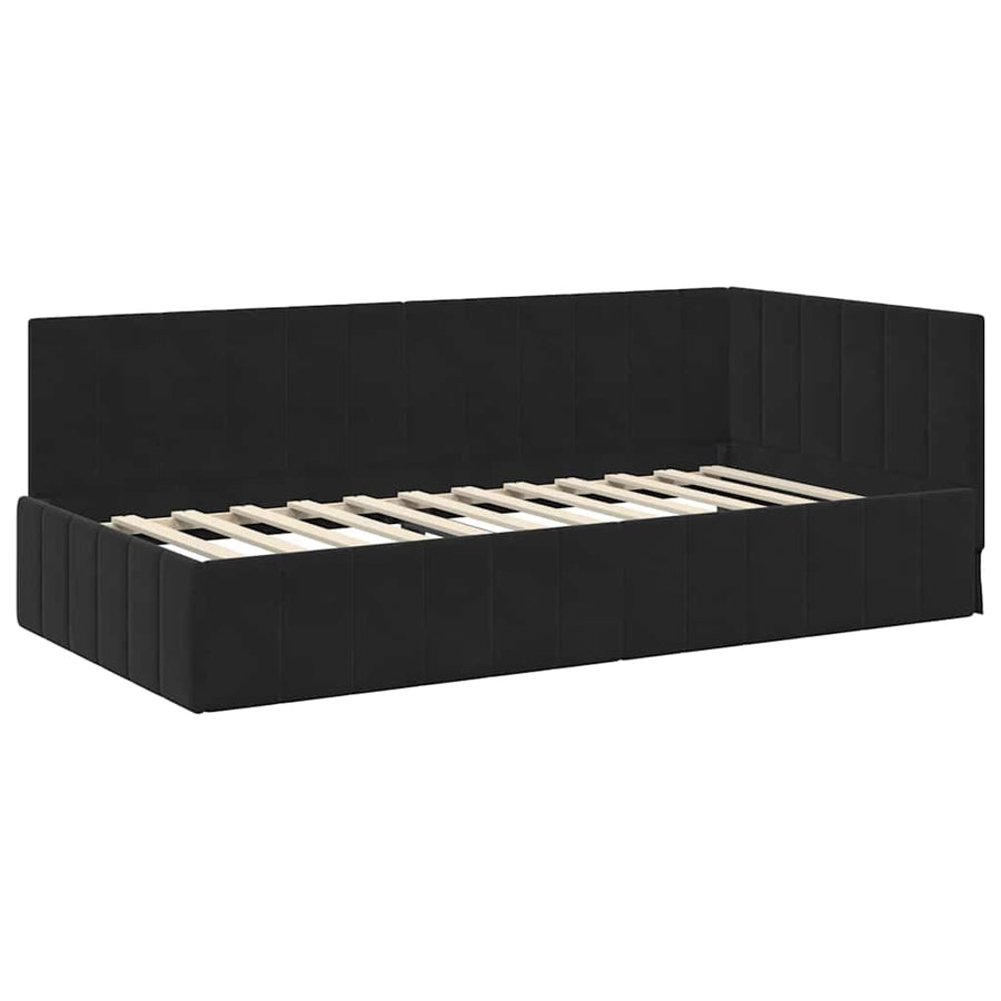 Hoekbedframe met hoofdeinde Zwart 90 cm x 200 cm Fluweel