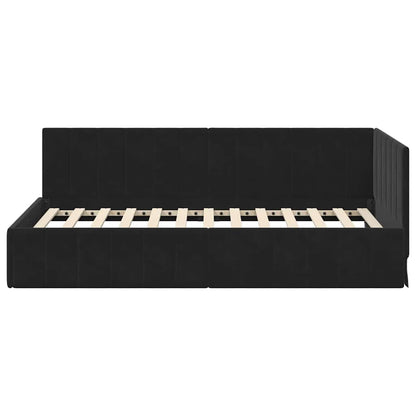 Hoekbedframe met hoofdeinde Zwart 90 cm x 200 cm Fluweel