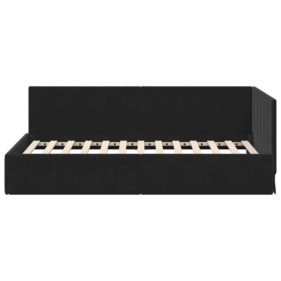 Hoekbedframe met hoofdeinde Zwart 90 cm x 200 cm Fluweel