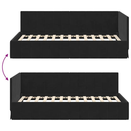 Hoekbedframe met hoofdeinde Zwart 90 cm x 200 cm Fluweel