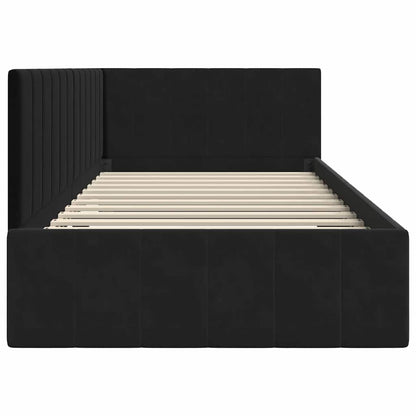 Hoekbedframe met hoofdeinde Zwart 90 cm x 200 cm Fluweel