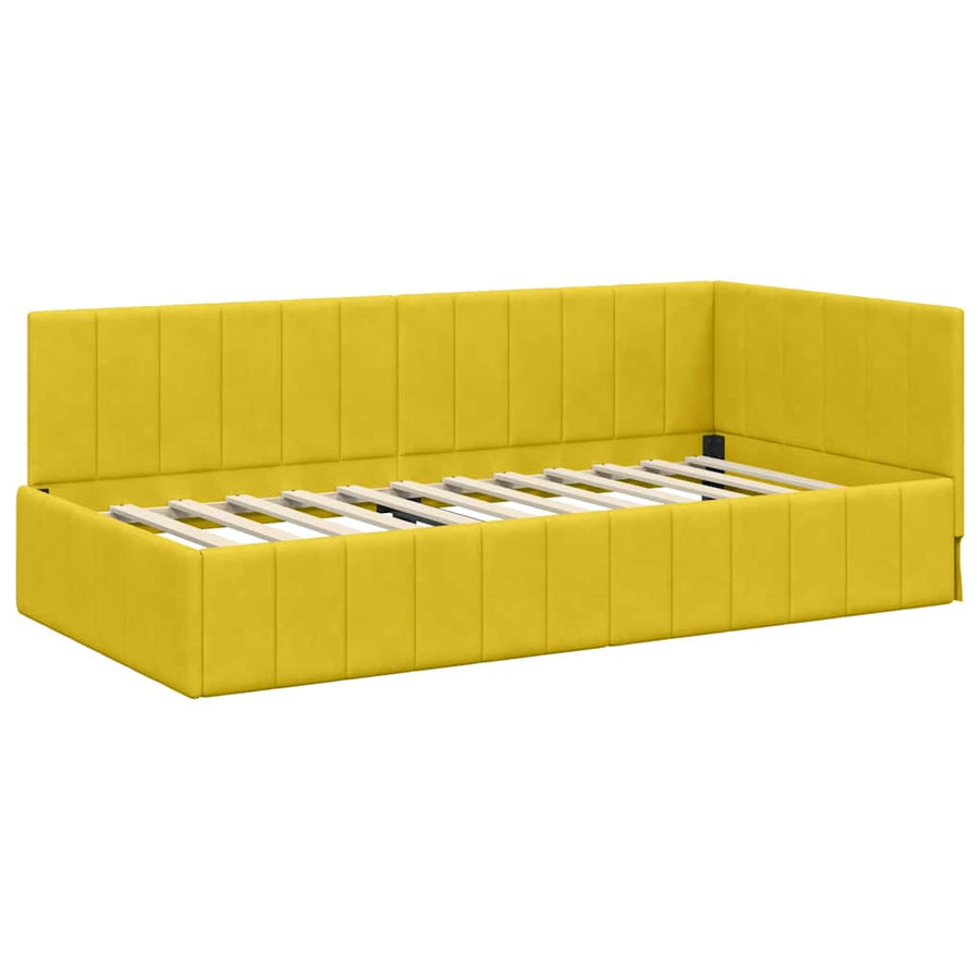 Hoekbedframe met hoofdeinde Geel 90 cm x 200 cm Fluweel