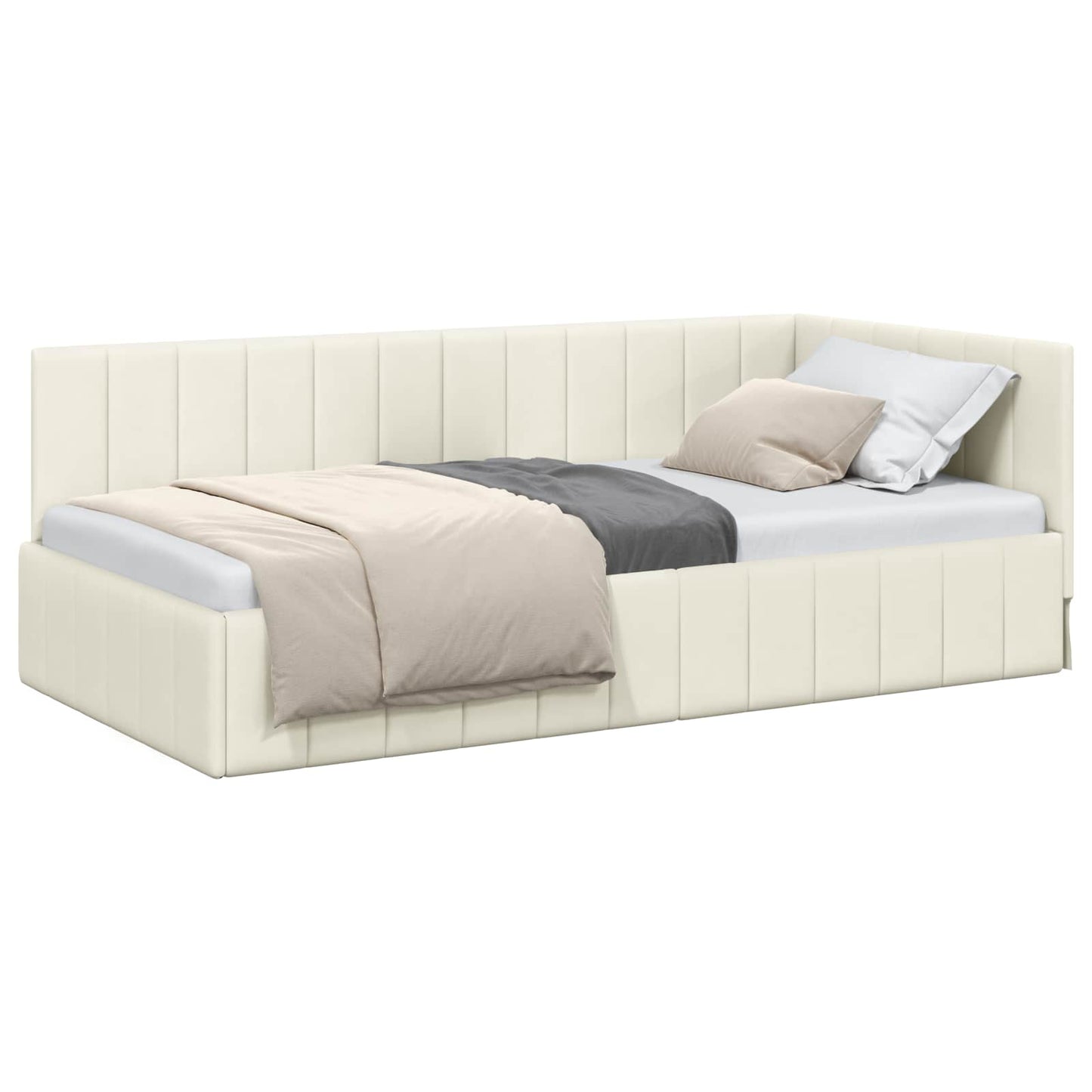Hoekbedframe Met Hoofdeinde Crème 90 Cm X 200 Cm Fluweel