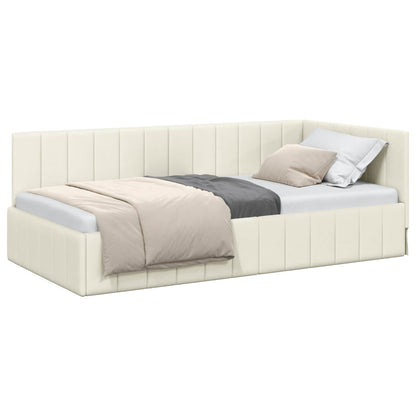 Hoekbedframe Met Hoofdeinde Crème 90 Cm X 200 Cm Fluweel