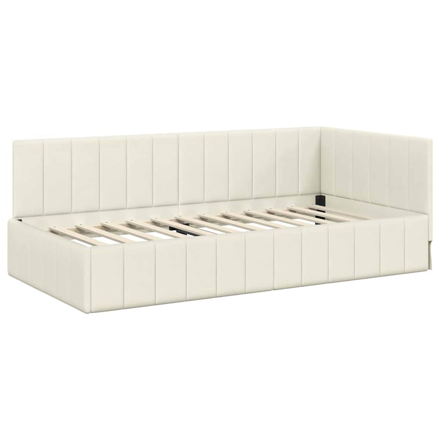 Hoekbedframe Met Hoofdeinde Crème 90 Cm X 200 Cm Fluweel