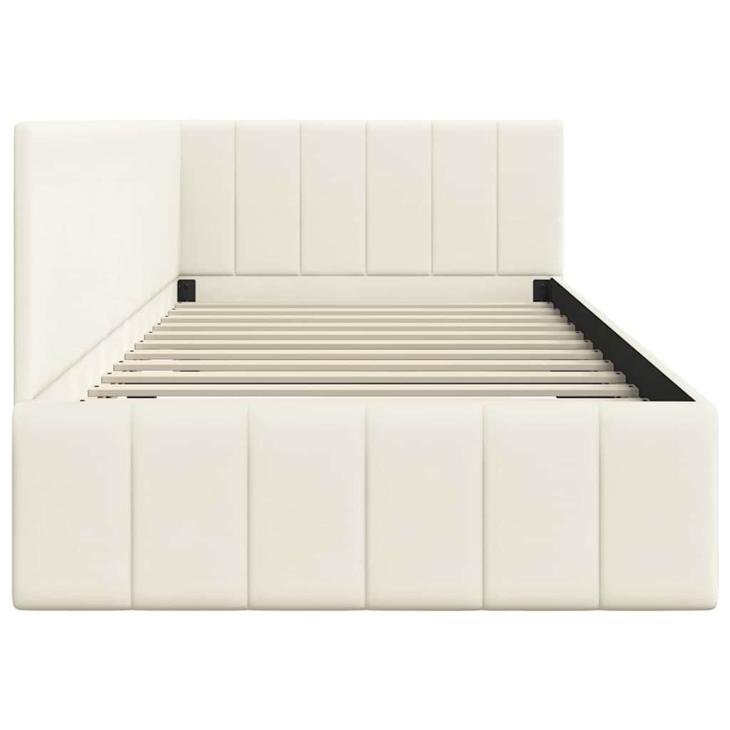 Hoekbedframe Met Hoofdeinde Crème 90 Cm X 200 Cm Fluweel