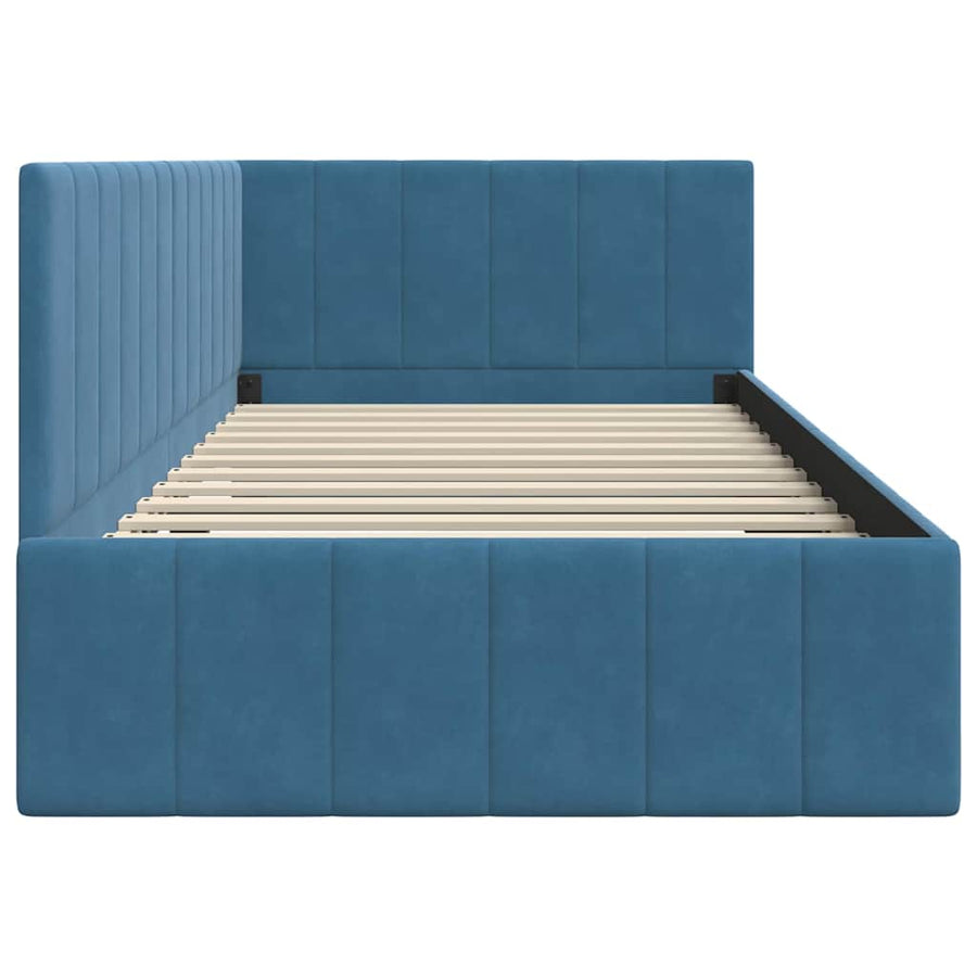 Hoekbedframe met hoofdeinde Blauw 100 cm x 200 cm Fluweel