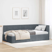 Hoekbedframe 100x200 cm donkergrijs fluweel