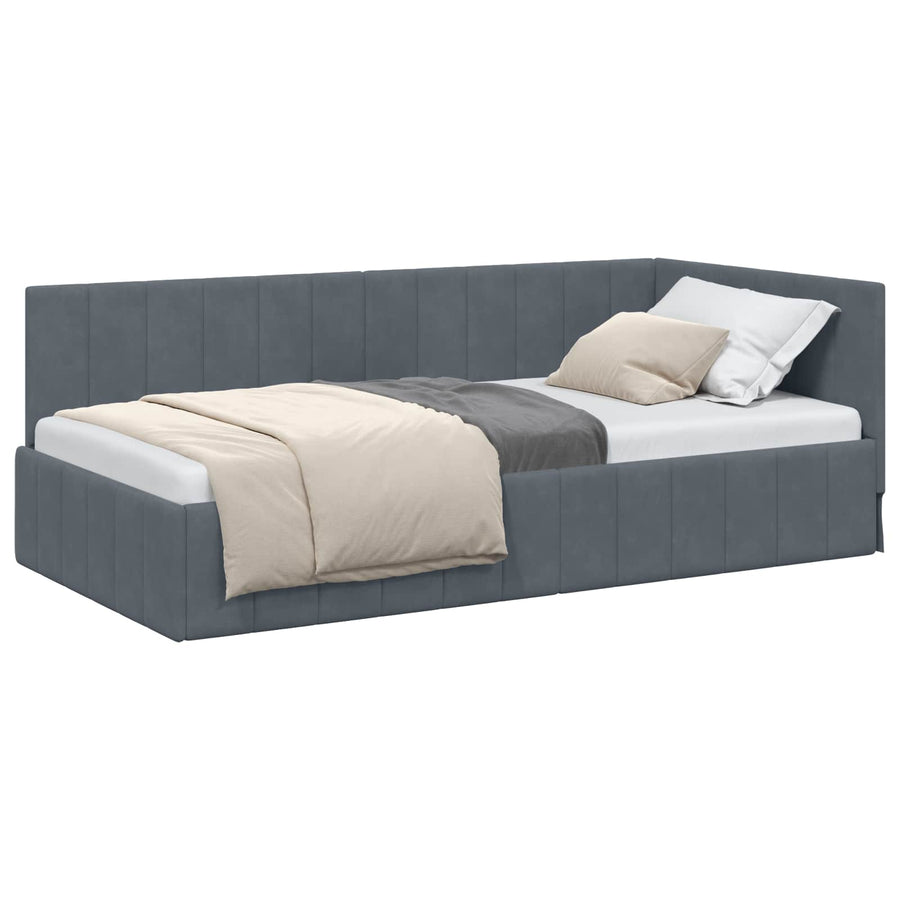 Hoekbedframe met hoofdeinde Donkergrijs 100 cm x 200 cm Fluweel