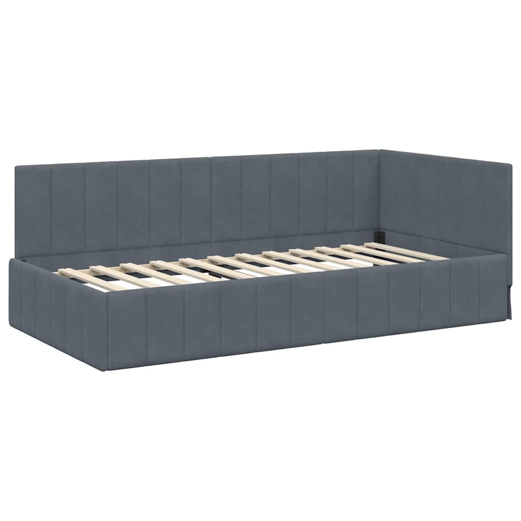 Hoekbedframe met hoofdeinde Donkergrijs 100 cm x 200 cm Fluweel