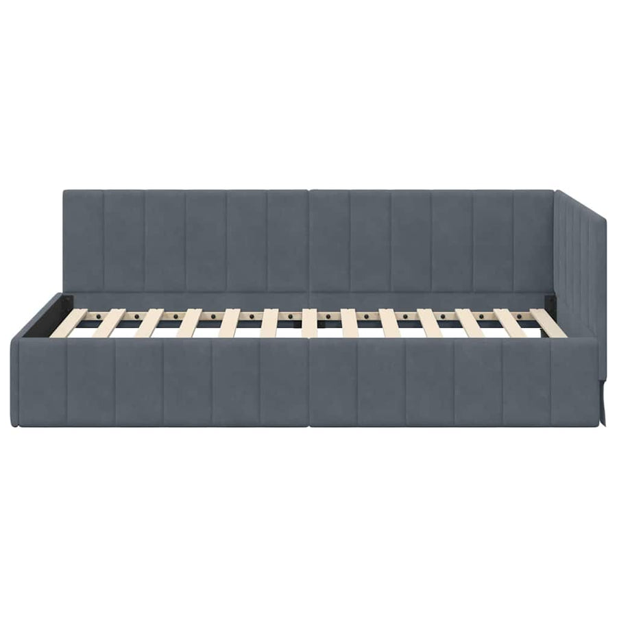 Hoekbedframe met hoofdeinde Donkergrijs 100 cm x 200 cm Fluweel