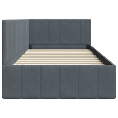 Hoekbedframe met hoofdeinde Donkergrijs 100 cm x 200 cm Fluweel