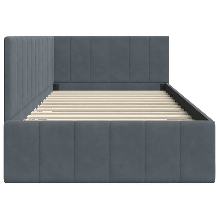 Hoekbedframe met hoofdeinde Donkergrijs 100 cm x 200 cm Fluweel