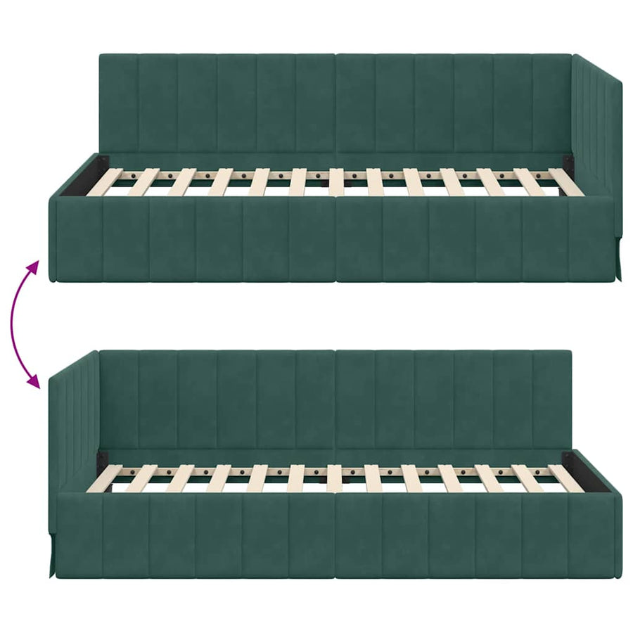 Hoekbedframe met hoofdeinde Donkergroen 100 cm x 200 cm Fluweel