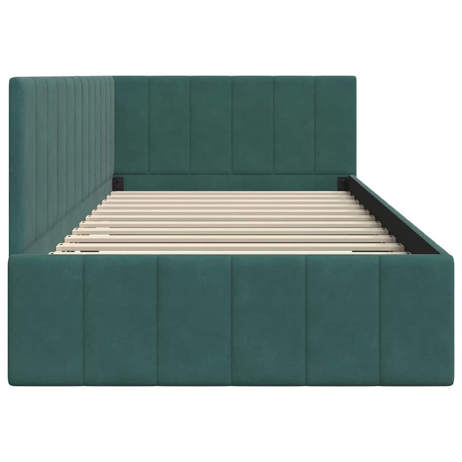 Hoekbedframe met hoofdeinde Donkergroen 100 cm x 200 cm Fluweel