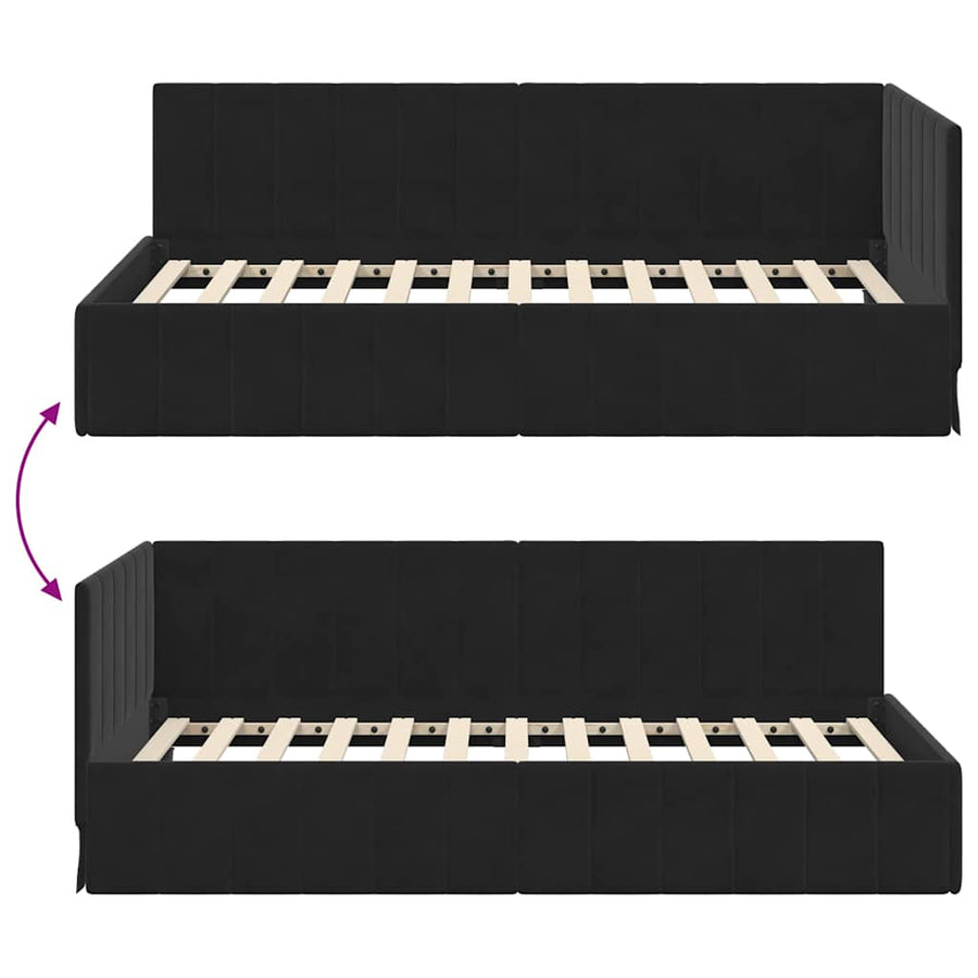 Hoekbedframe met hoofdeinde Zwart 100 cm x 200 cm Fluweel